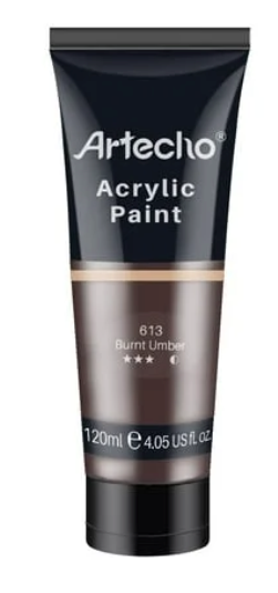 Artecho Acrylic Paint, Burnt Umber Paint (120ml / 4.05oz) Tubes, Art Craft Paints for Canvas, Rock, Stone, Wood, Fabric, Art Supplies