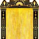 Peryiter 5 Pcs 1920s Party Decorations with Gold Foil Curtain Backdrop Roaring 20's Themed Backdrop Awards Night Party Decor for Vintage Black Gold Art Event for Halloween, New Year, Birthday