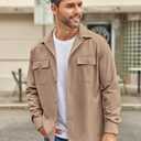 COOFANDY Men's Linen Cotton Casual Shirt Lightweight Jackets Regular Fit Shacket with Pockets Dark Khaki (Beige, M)