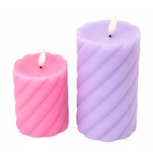 Core Home Flameless LED Wavy Taper Candles - Purple, Pink