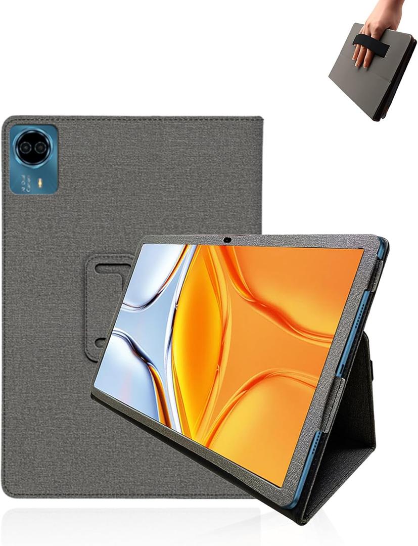 Case for Urao 140L Tablet 14 inch Android 15 Tablets,UYRUREL Leather Slim Folding Stand Cover with Hand Strap Magnet for Men Women Full Protection,Gray.