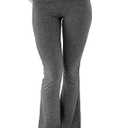 Fawjsais Flare Leggings for Women Skinny Fold Over Leggings Bootcut Yoga Pants Low Rise Sweatpants Dark Gray XS