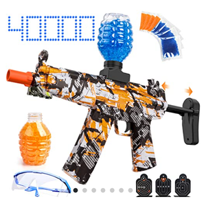 GTAKH Splatter Ball Blaster Upgraded Splat Gun - MP5 Retractable and Full Auto with 40000 Beads and Targets (3), Orange