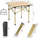 Wind Tour Portable Camping Table Folding Side Table Aluminum Lightweight Table with Carry Bag for Outdoor Cooking Hiking Picnics BBQ Travel (Khaki), 20.1" x 21.1" x 19.7"