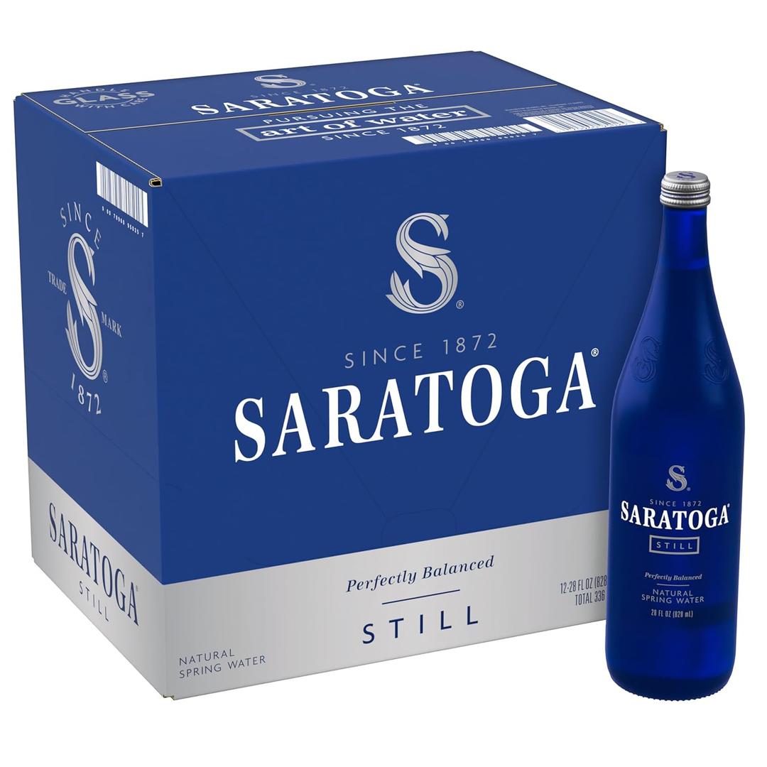 Saratoga Natural Spring Water - 28 oz. (Non-Carbonated, Pack of 12)