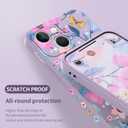 for iPhone 13 Mini Case Fashion Flower Pattern Slim Liquid Silicone Dropproof for iPhone 13 Mini Phone Cover 5.4 inch-Flower Purple