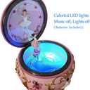 Briskfeel Classical Ballerina Music Box Jewelry Box LED lights Twinkling Resin Carved Collectible Mechanical Ballerine Musical Box with Sankyo 18-Note Ballerina Rotates (4# Ballet)
