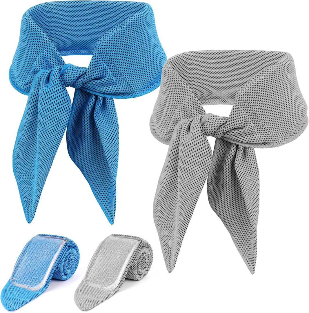 2-Pack Cooling Neck Wraps, Removable Fabric Cover + 220g highEfficiency Gel, Neck Coolers for Hot Weather, Leak-Proof Ice Pack, 360 Soft Wrap, Cool Relief