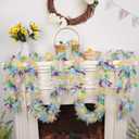 33FT Easter Tinsel Garland, White Metallic Hanging Twisted Garlands with Colorful Bunny Confetti Spring Hanging Garland for Bunny Party Supply Wreath Tree Indoor Outdoor Decor