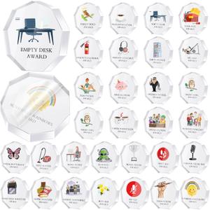 30 Pcs Funny Trophy Awards Gifts Bulk Employee Appreciation Week Gift Mini Acrylic Reward Teacher Nurse Coworker Team Small Clear Acrylic Medallions for Office