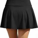 Swim Skirts for Women Tummy Control Bathing Suit Bottoms with Pocket Swimsuit Bottoms Only Black (Black, M)