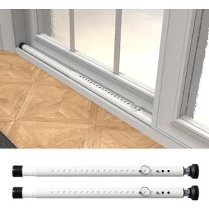 Sliding Door Security Bar 18"-51", Adjustable Sliding Door Lock Security Bar, Window Security Bars Inside for Sliding Glass Door Home Apartment Safety, Burglar Proof, White, 2 Pack