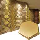 Art3d 20-Pieces Decorative 3D Wall Panels Faux Leather Tile, Golden Hexagon