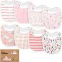 8-Pack Organic Baby Bibs for Boys, Girls - Soft Cotton Drooling and Teething Bibs for Baby Girl & Boy (12"x 8", Sweet Charm)