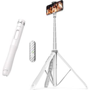 ATUMTEK 51" Selfie Stick Tripod, All in One Extendable Phone Tripod Stand with Bluetooth Remote 360 Rotation for iPhone and Android Phone Selfies, Video Recording, Vlogging, Live Streaming, White