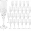 Plastic Champagne Flutes, 24PCS White Transparent Plastic Wine Glasses Goblets Shatterproof Reusable Champagne Flute for Weddings, Bachelor Parties, Toasting, and Events(24, Transparent)
