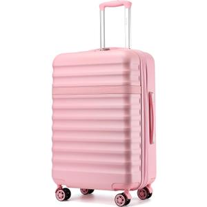 Kono Medium Checked Luggage 24 Inch Expandable With Spinner Wheels, TSA Lock, ABS+PC Lightweight Travel Suitcase Larger And Lighter Capacity, Pink