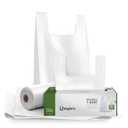 Simple's Plastic Bags with Handles For Small Business,(80 Count) Very Strong Shopping Grocery bags, plastic t-shirts bag, to go bags, Bag Dispenser Roll - Measures 12"x7"x22", 1.2 Mil Thickness