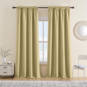 CUCRAF Blackout Curtains 84 inches Long for Living Room, Beige Room Darkening Window Curtain Panels, Rod Pocket Thermal Insulated Solid Drapes for Bedroom, 52x84 inch, Set of 2 Panels
