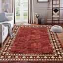 CAROMIO 9x12 Christmas Area Rug Modern Bordered Large Area Rug Machine Washable Rug for Living Room, Stain Resistant Non-Slip Accent Rug Minimalist Border Floor Cover Carpet for Bedroom Decor, Maroon