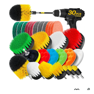 Holikme 30Pack Drill Brush Attachments Set,Scrub Pads & Sponge, Power Scrubber Brush with Extend Long Attachment All Purpose Clean for Grout, Tiles, Sinks, Car Polishing Pads