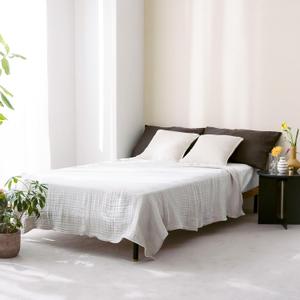 MORIRIN Japanese 100% Cotton 6-Layer Muslin Throw Blanket for Bed, Breathable & Cooling, Made in Japan, Twin 55"x74", Gray