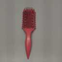Curl Defining Brush for Curly Hair, Vented Detangling Hair Brush for Wet and Dry Styling, Curved Brush for Shaping and Smoothing Curl Clumps, Lightweight Hair Brush (Red)