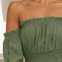 ZESICA Women's Boho Off Shoulder Wedding Guest Dress 2026 Spring Summer Side Split Flowy A Line Long Maxi Dresses (Green, M)