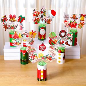 Yexiya 6 Set Christmas Bouquet Craft Kit, DIY Flower Card Bouquet Crafts, Xmas Thank You Ornaments Gifts for Holiday Party Favors Exchange Gifts Decorations