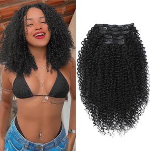 Curly Clip in Hair Extensions, Urbeauty Pink Mango 6 PCS 100% Pure Protein Silk Curly Hair Extensions Clip Ins for Black Women Kinky Hair Soft Natural Durable Light Long Lifespan