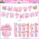 Axolotl Birthday Decorations, Pink Axolotl Happy Birthday Decorations Backdrop Banner Cake Cupcake Toppers Balloons for Girl Axolotl Party Supplies