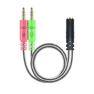MillSO Headset Adapter 3.3 Feet 3.5mm Audio Jack Y Cable Headphone Adapter 1x 3.5mm Female to 2X 3.5mm Male Headset Adapter for DoubleJacks PC