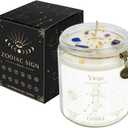 Zodiac Sign Candles, Zodiac Crystal Sign Candles,Astrology Scented Candles Best Friends Gifts for Women, Men Sister Brother Zodiac Funny Birthday Gift Candle Jar (Virgo)