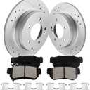2 x Rear Brake Pads and Rotors Kit Vented Compatible with Hyundai Sonata 2005-2008 w/3.3 V6 Engine, Drilled Slotted Brake Rotors Ceramic Brake Pads Geomet Coated 11.2in(284mm)