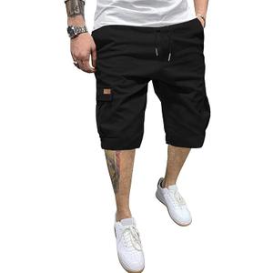 PLEPAN Men's Casual Cargo Shorts Classic Stretch Waist Drawstring Outdoor Work Shorts with 6 Pockets M