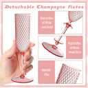 XUWAIDSGN 48 Pack Pink Detachable 2 piece Champagne Flutes 5.5 Oz Unbreakable Plastic Mimosa Disposable Champagne Glasses Drinking Cups Stemmed Reusable Wine Toasting Glasses for Wedding