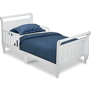Delta Children Wood Sleigh Toddler Bed, White