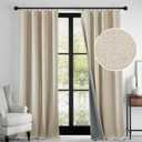 RYB HOME 100% Blackout Linen Textured Curtains 90 inches Long, Thermal Insulating Privacy Energy Saving for Bedroom Living Room Window Office Theater Dining Nursery, W 52 x L 90 in, Linen, 2 Panels