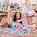 OBUSATT 96Pcs Boot or Bows Gender Reveal Party Decoration Boy or Girl Paper Plates Napkins Blue or Pink Supplies Boot or Bows Dinnerware Set Disposable Favor for Baby Shower Gender Reveal Serves 24