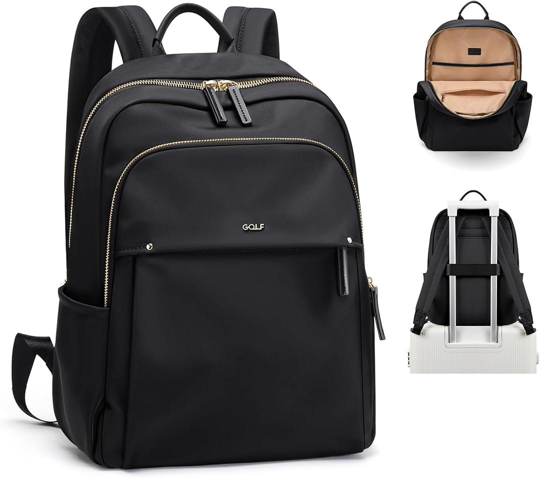 GOLF SUPAGS Stylish Laptop Backpack for Women Computer Bag Fits 14 Inch Notebook Travel College Work Backpacks Purse (Black)