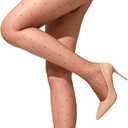 Aaronano Women's Sheer Polka Dot Tights Oil Shiny Pantyhose 20 Denier Patterned Stockings High Waist Pantyhose with Dots(Brown，S-M)