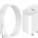 USB C Fast Charger for Airpods 4 Gen,AirPods Pro 2nd/3rd Gen,AirPods Max 2024,iPhone 15 16 17,iPad, iPad Pro - 6.6ft USB-C Cord, 20W PD Power Adapter