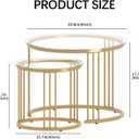 Garden 4 you Nesting Coffee Table, 23.6" Round Coffee Table Set of 2, Glass Nesting Table with Metal Frame, Ceter Tables for Living Room Bedroom Balcony, Gold, 23.6 inches x 23.6 inches x 19.7 inches