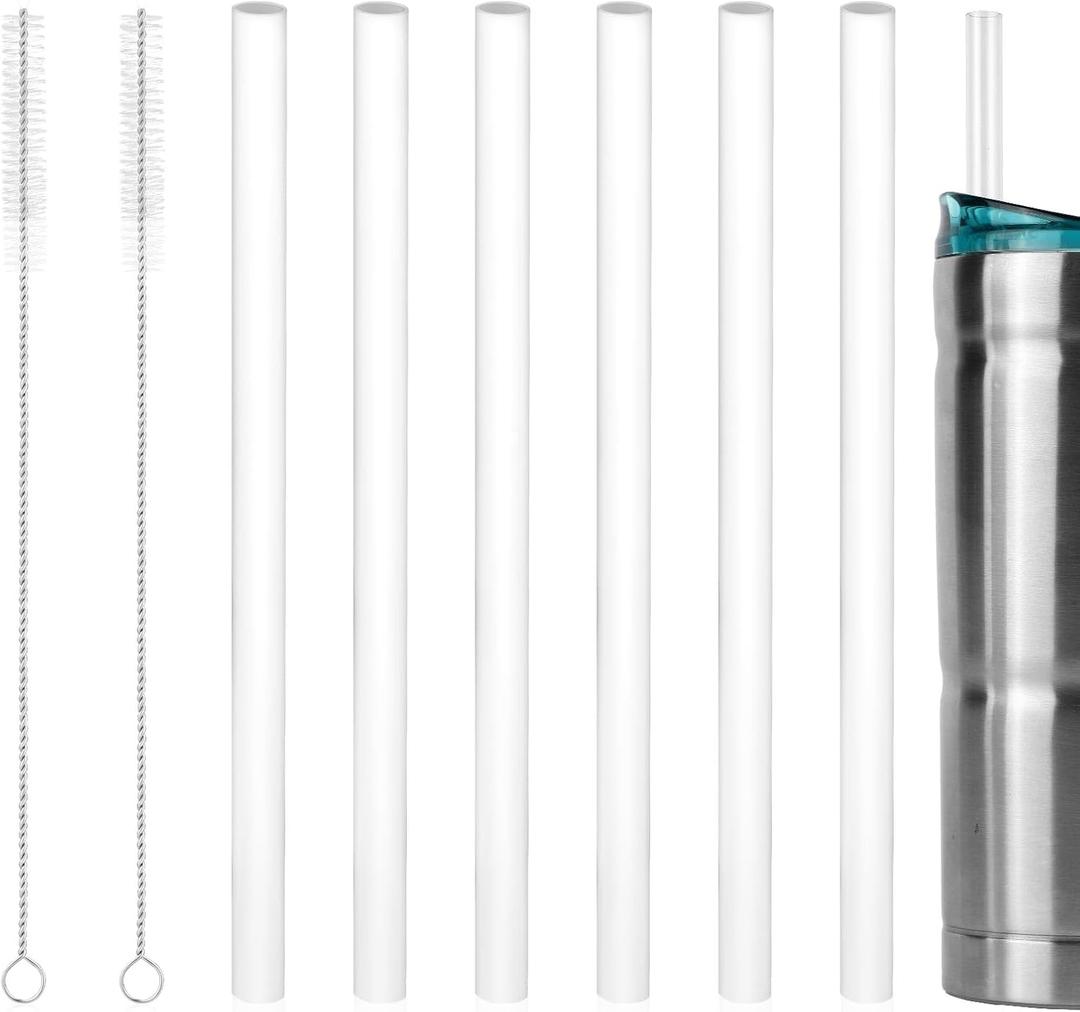 6pcs Replacement Straws for Bubba 24oz Tumblers, Reusable Plastic Straws with 2 Stainless Steel Cleaning Brush Transparent Water Bottle Straws Compatible with Bubba Cup