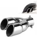 Dual Exhaust Tips 2.5 in Inlet, Fits 1.5" To 2.4" Tailpipe, 3" Outlet 8.6" Overall Length, Stainless Steel Exhaust Muffler Tips Replacement, Universal Car Truck Accessories, Polished, Slanted Opening
