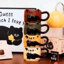 Naughty cat coffee Mugs,Cute funny Mug For Women, 380ml Unique Ceramic Coffee Tea Cups, Office Mug Gift 12.85oz/380ml (Caramel Brown)