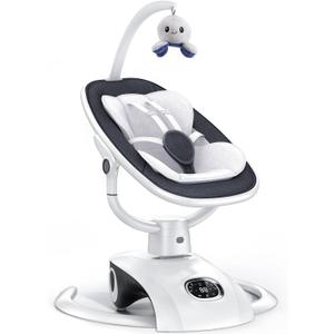 Electric Baby Swing for Infants 6 Motion Automatic Newborn Baby Rockers for Girl & Boy with Remote Control, 5 Speed, 13 Melodies, Dark Gray