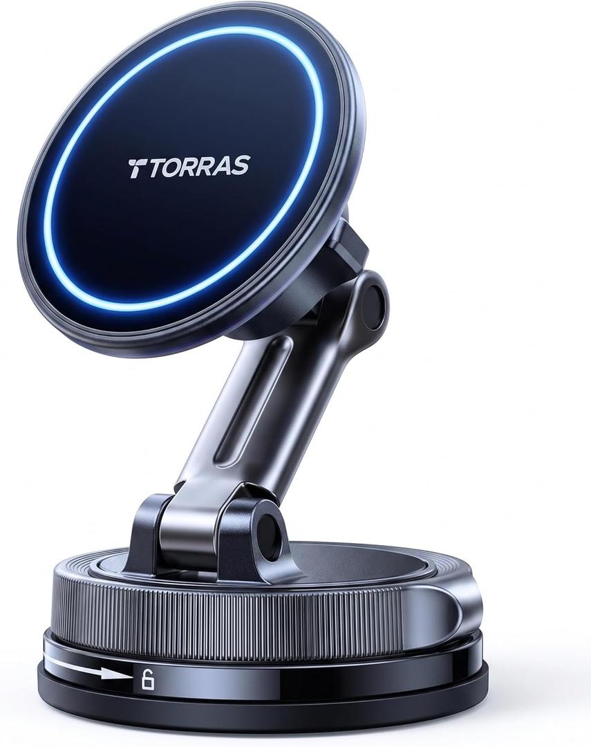 TORRAS 2026 Vacuum for Magsafe Car Mount98+LBS Strongest Suction & Ultra Magnet Magnetic Phone Holders for Your Car, 360 Adjustable Car Phone Holder Mount for iPhone 17 Pro Max 16 15 14 13 12