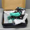 Inline Skates for Kids and Adult, Adjustable Fun Illuminating Skates for Girls, Boys, Women and Men Outdoor and Indoor, Beginners, Teal, Size 7-8
