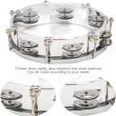 8in Tambourine Adjustable Tone Hand Drum Hand Held Percussion Educational Musical Instrument with Double Row Jingle Bells and Drum Key Transparent